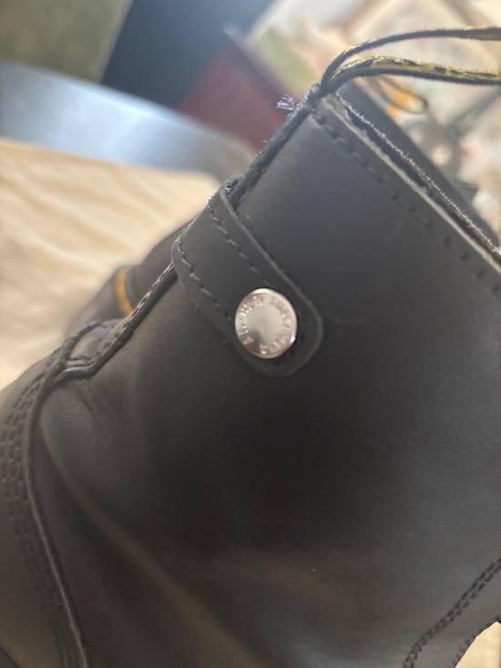 Dr. Martens Black Leather Front-Zip Boots with Yellow Stitching main image 5